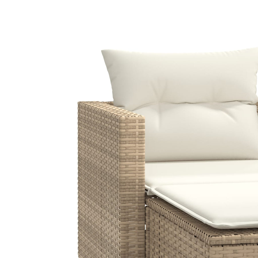 Tuinbank 2-Zits Met Voetenbanken Poly Rattan Beige