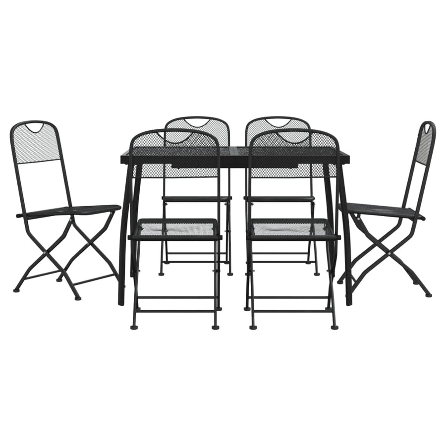 -Delige Tuinset Metaalgaas Antracietkleurig 7 110 cm tafellengte