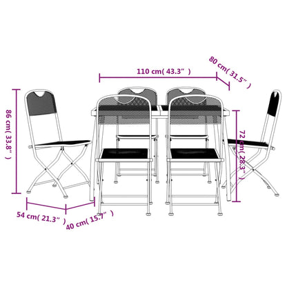 -Delige Tuinset Metaalgaas Antracietkleurig 7 110 cm tafellengte