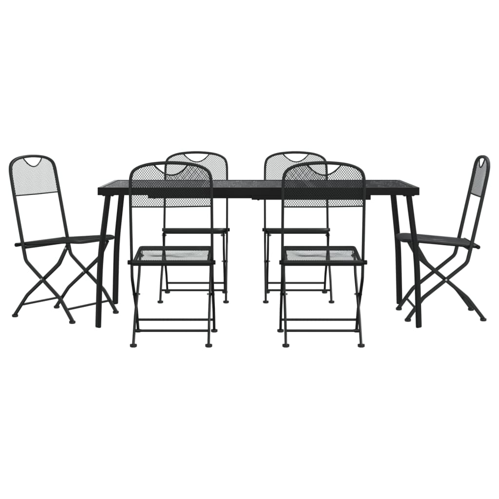 -Delige Tuinset Metaalgaas Antracietkleurig 7 Lengte tafel 165 cm