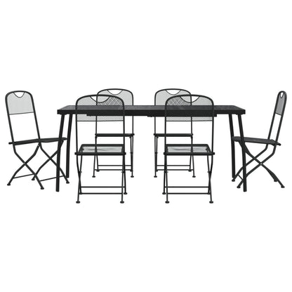 -Delige Tuinset Metaalgaas Antracietkleurig 7 Lengte tafel 165 cm