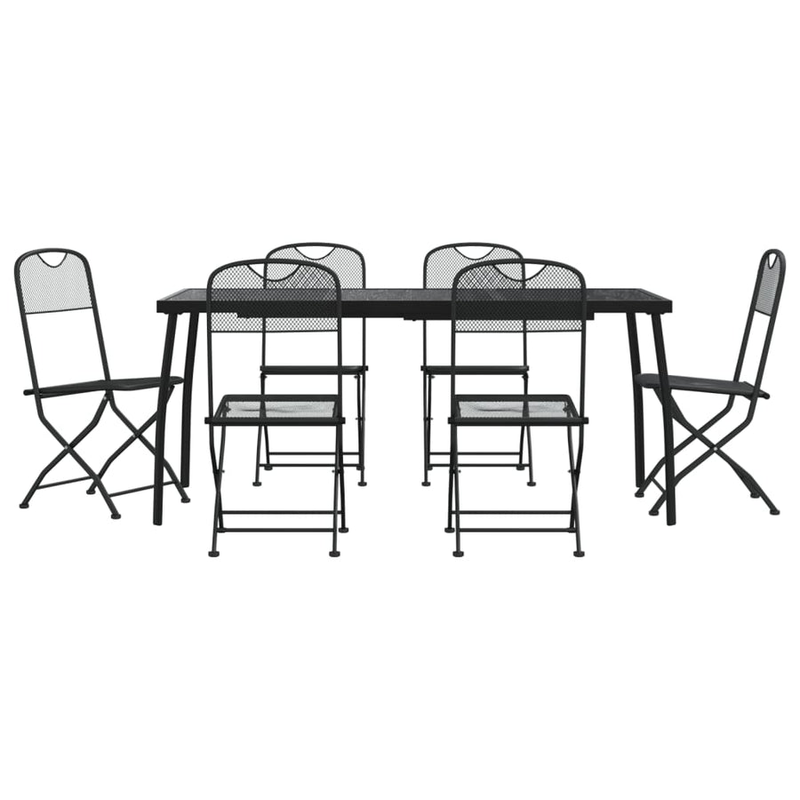 -Delige Tuinset Metaalgaas Antracietkleurig 7 Lengte tafel 165 cm