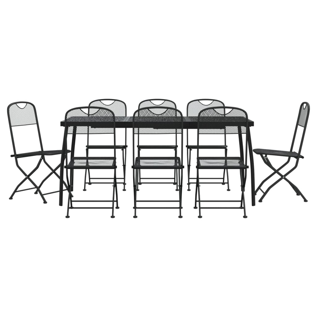 -Delige Tuinset Metaalgaas Antracietkleurig 9 Lengte tafel 165 cm