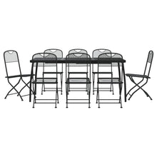 -Delige Tuinset Metaalgaas Antracietkleurig 9 Lengte tafel 165 cm