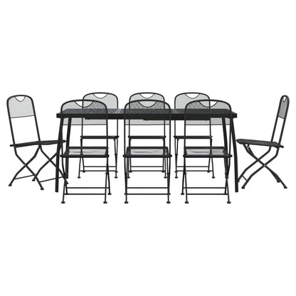 -Delige Tuinset Metaalgaas Antracietkleurig 9 Lengte tafel 165 cm