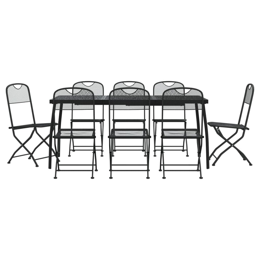 -Delige Tuinset Metaalgaas Antracietkleurig 9 Lengte tafel 165 cm