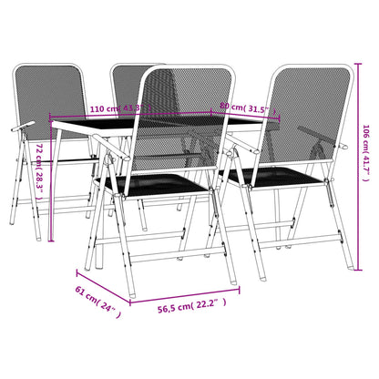 -Delige Tuinset Metaalgaas Antracietkleurig 5 110 cm tafellengte