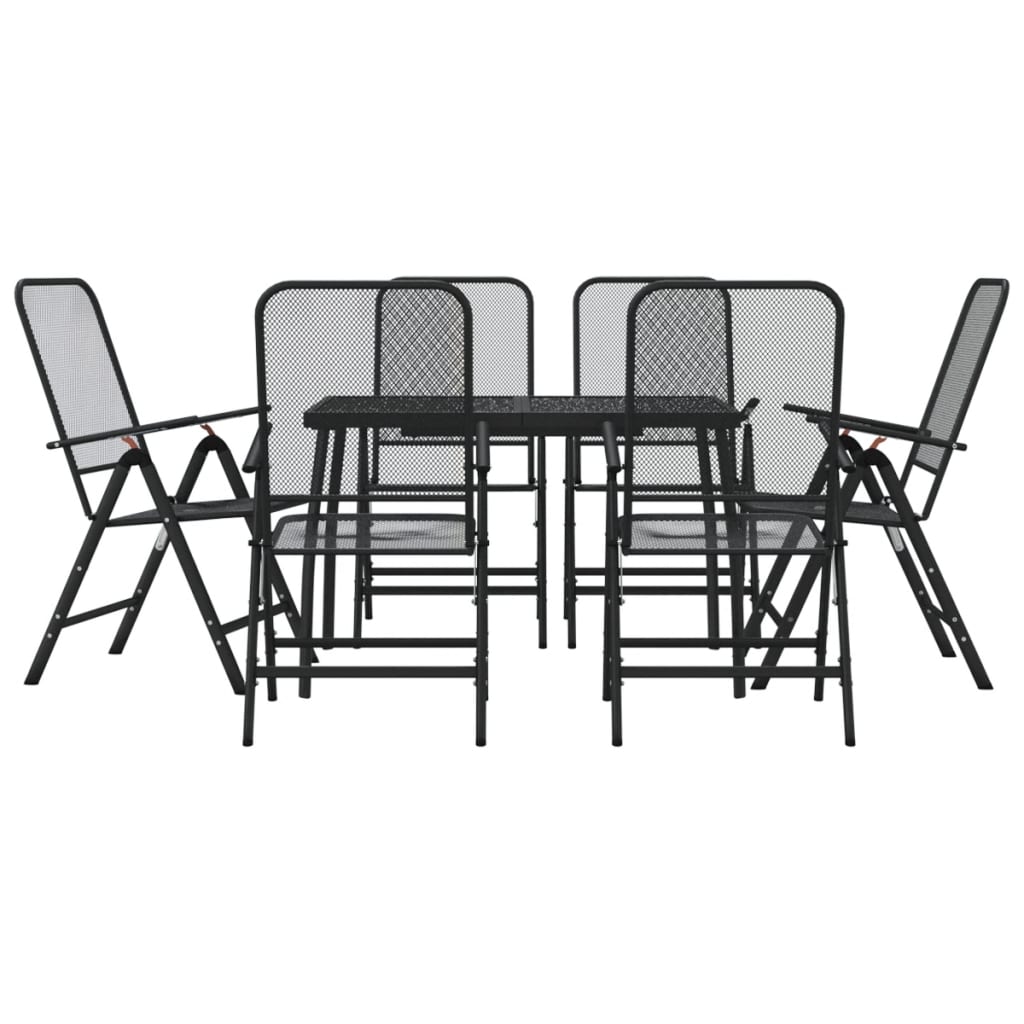 -Delige Tuinset Metaalgaas Antracietkleurig 7 110 cm tafellengte