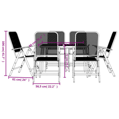 -Delige Tuinset Metaalgaas Antracietkleurig 7 110 cm tafellengte