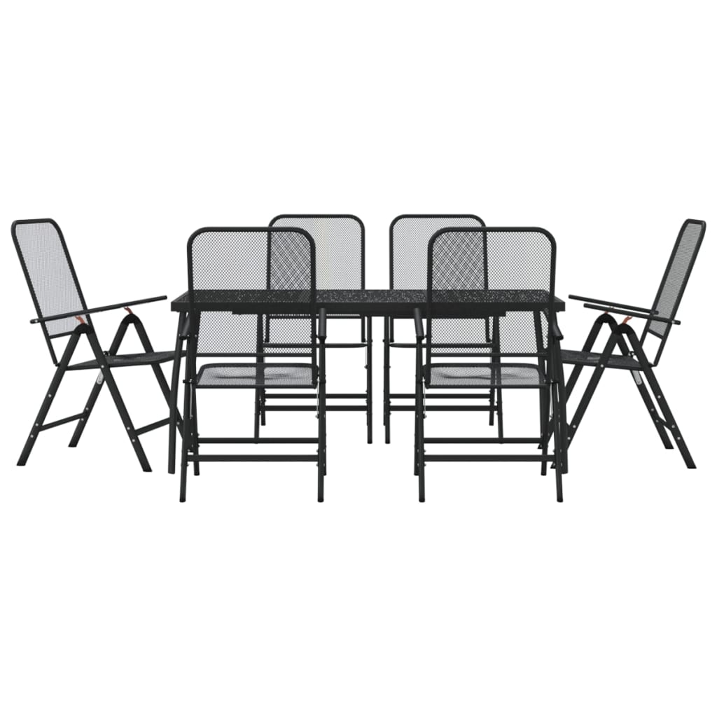 -Delige Tuinset Metaalgaas Antracietkleurig 7 Lengte tafel 165 cm