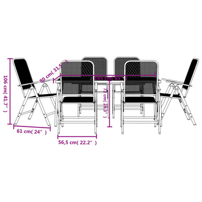 -Delige Tuinset Metaalgaas Antracietkleurig 7 Lengte tafel 165 cm