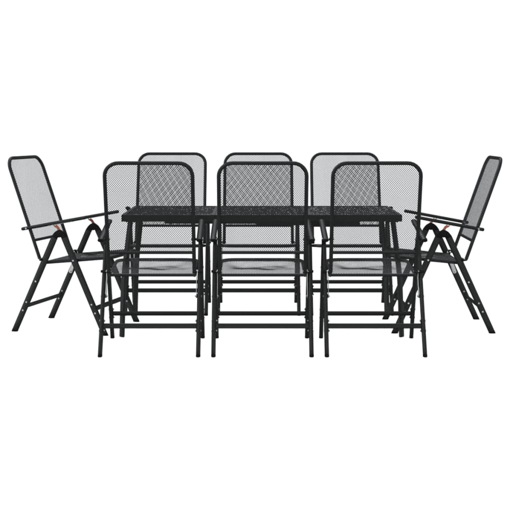 -Delige Tuinset Metaalgaas Antracietkleurig 9 Lengte tafel 165 cm