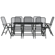 -Delige Tuinset Metaalgaas Antracietkleurig 9 Lengte tafel 165 cm