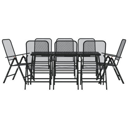 -Delige Tuinset Metaalgaas Antracietkleurig 9 Lengte tafel 165 cm