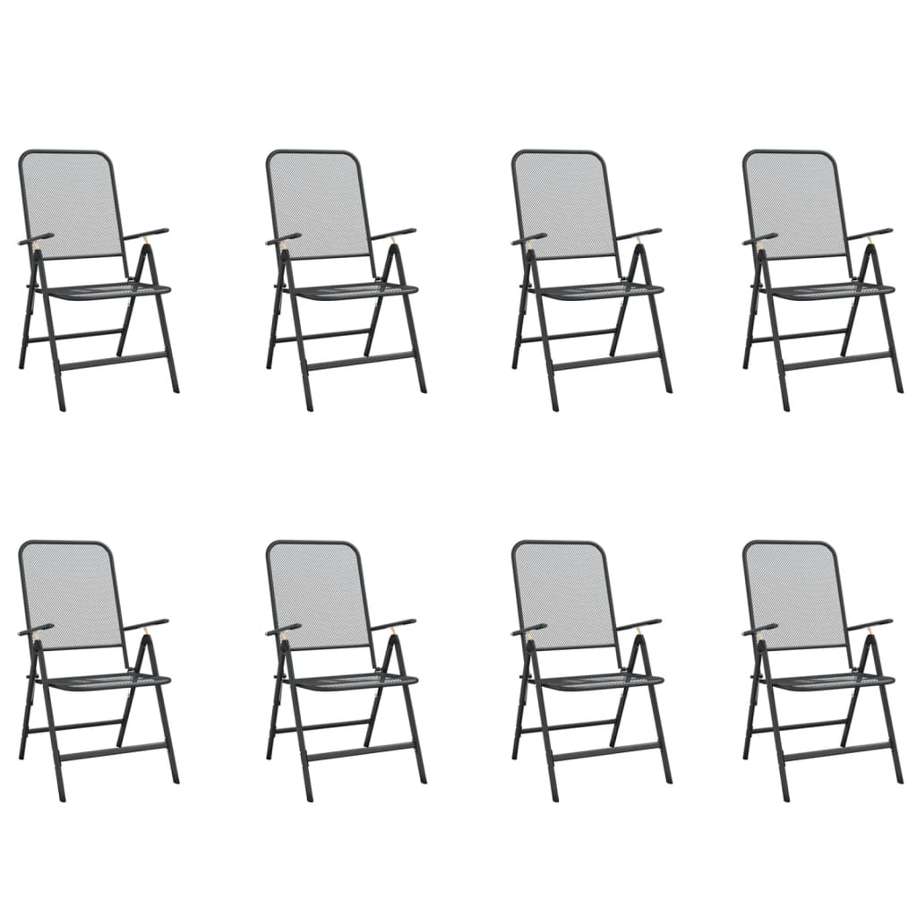 -Delige Tuinset Metaalgaas Antracietkleurig 9 Lengte tafel 165 cm