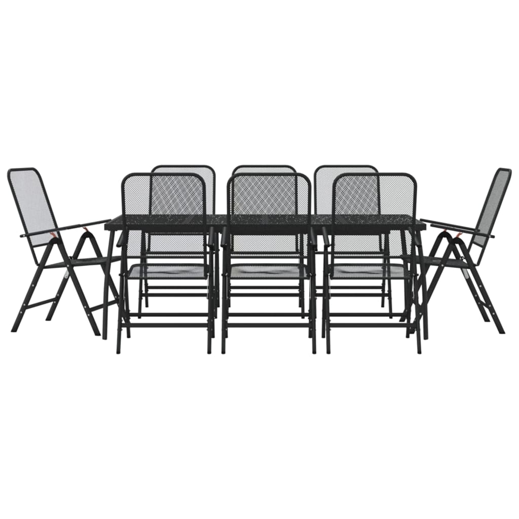 -Delige Tuinset Metaalgaas Antracietkleurig 9 200 cm tafellengte