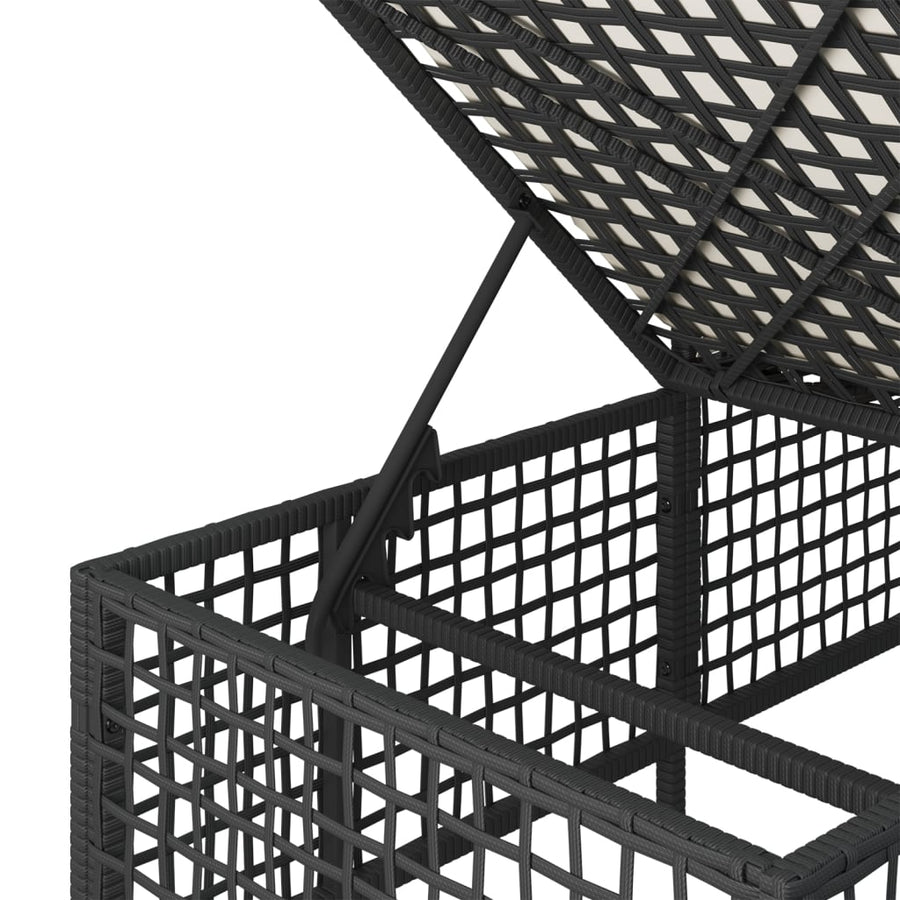 3-delige Loungeset met kussens poly rattan zwart