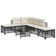 Loungeset poly rattan 3-delig zwart
