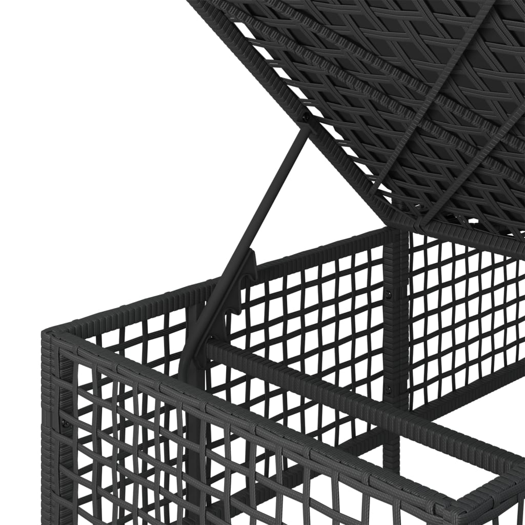 3-delige Loungeset met kussens poly rattan zwart