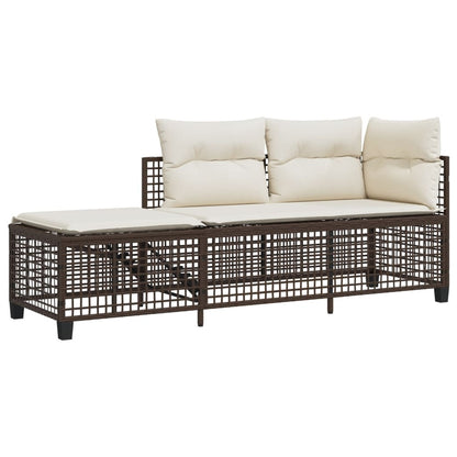 3-delige Loungeset met kussens poly rattan bruin
