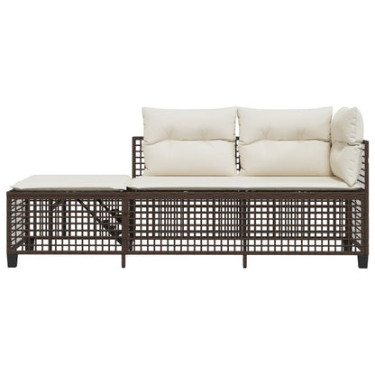 3-delige Loungeset met kussens poly rattan bruin