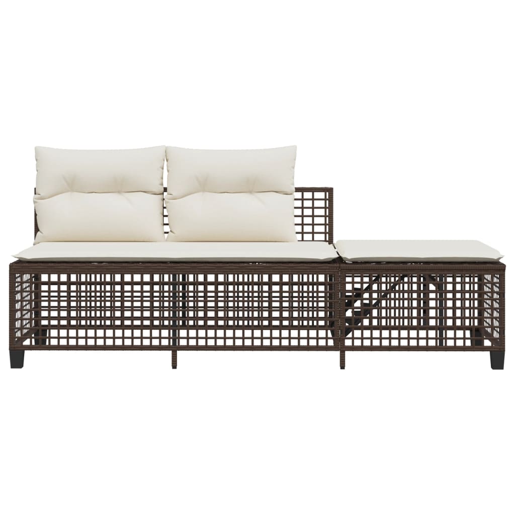 3-delige Loungeset met kussens poly rattan bruin