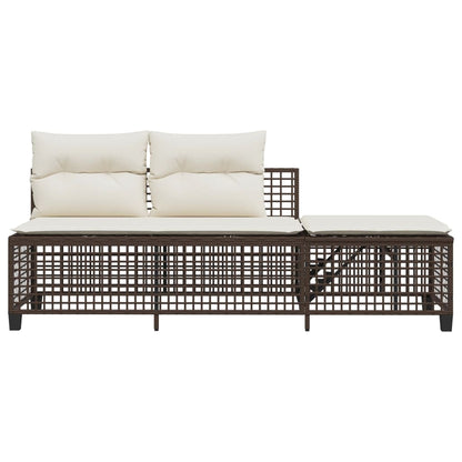 3-delige Loungeset met kussens poly rattan bruin