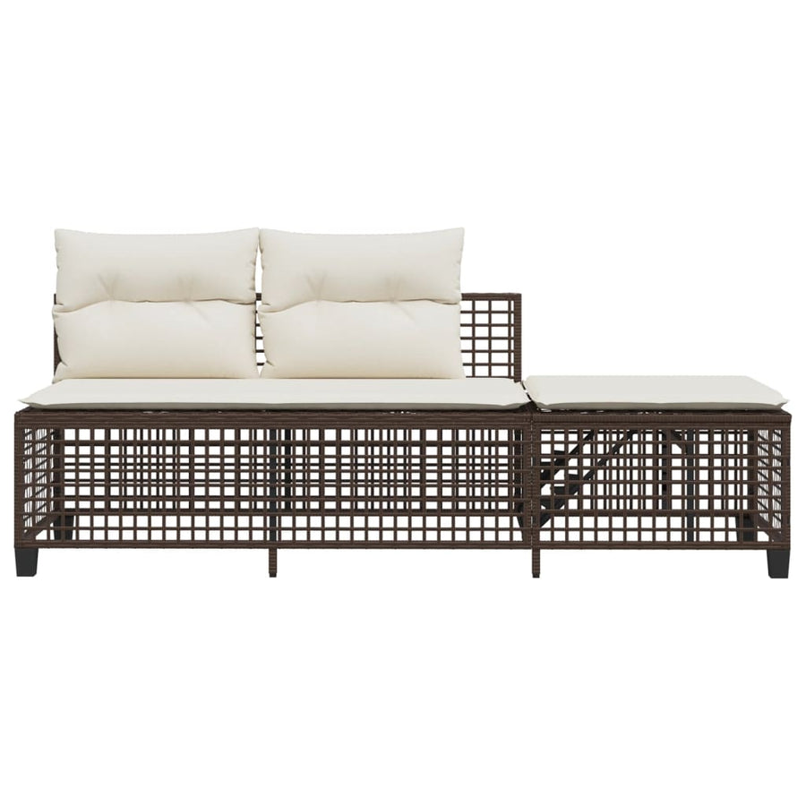 3-delige Loungeset met kussens poly rattan bruin