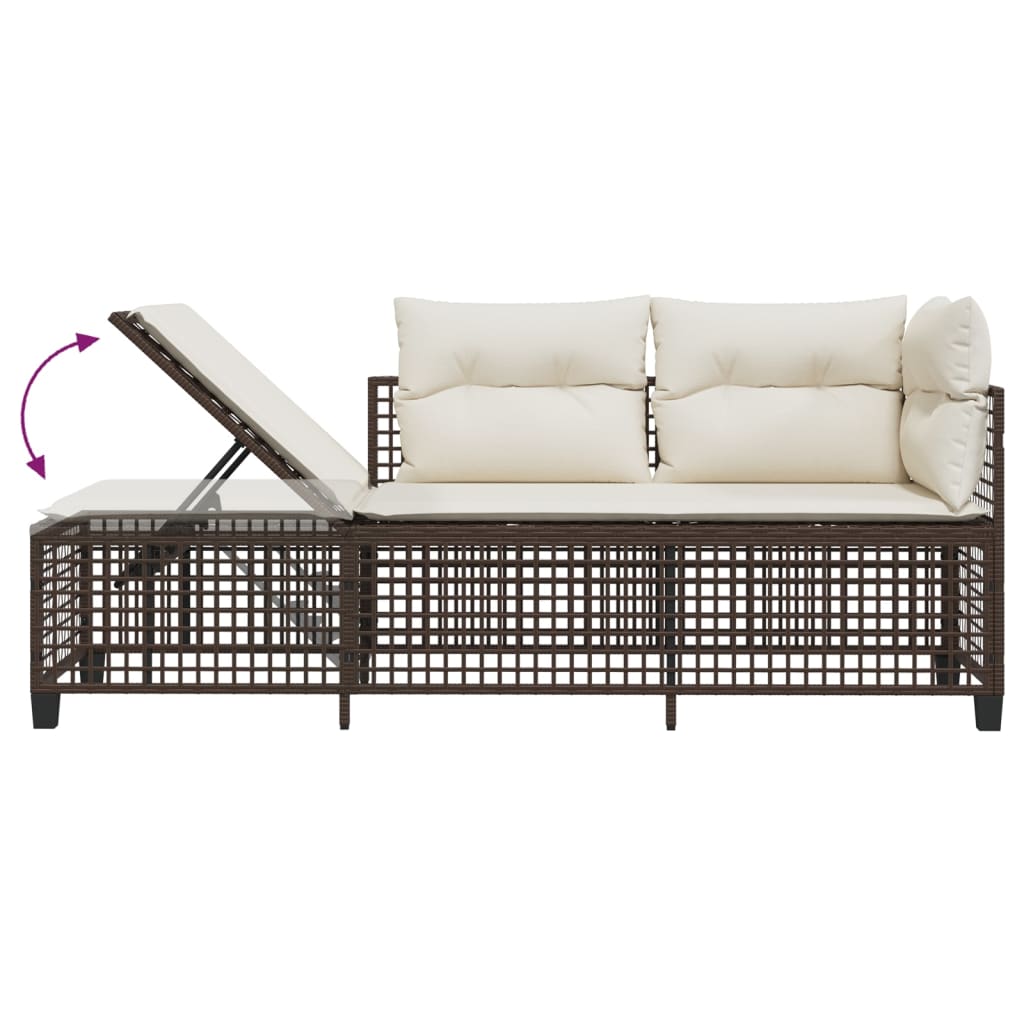 3-delige Loungeset met kussens poly rattan bruin