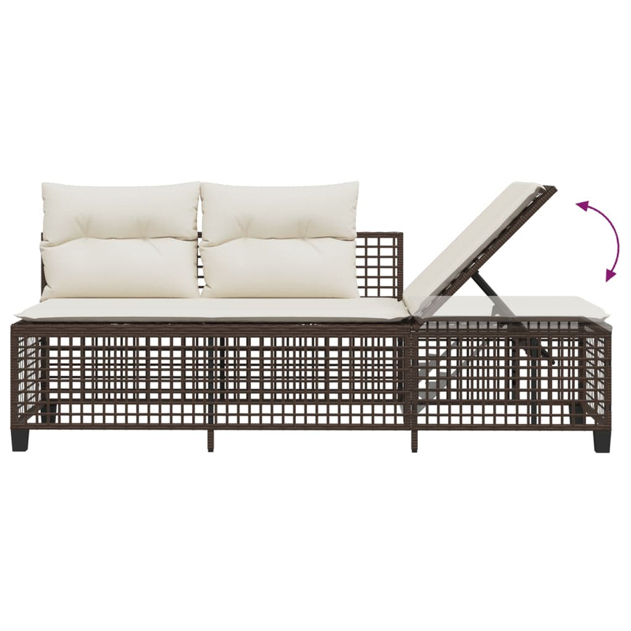 3-delige Loungeset met kussens poly rattan bruin