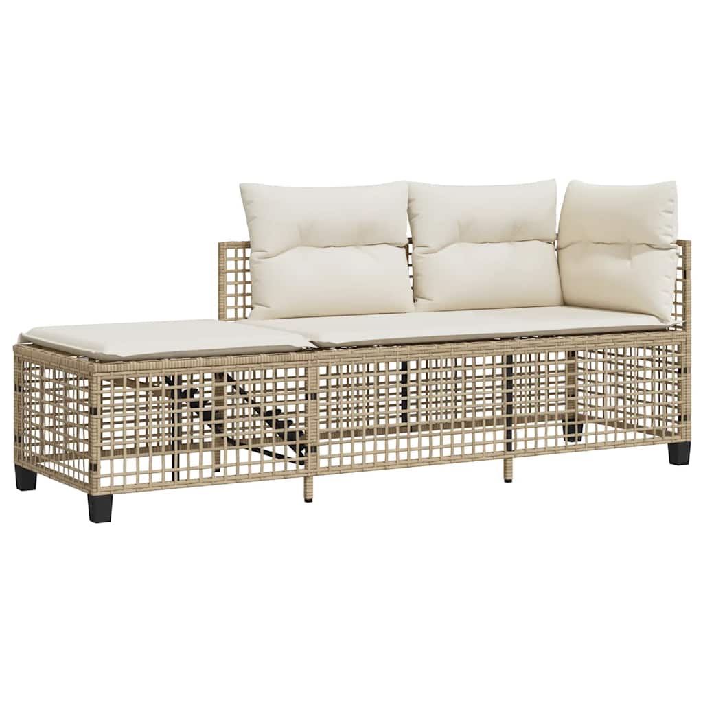 3-delige Loungeset met kussens poly rattan beige