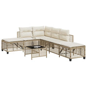 Loungeset poly rattan 3-delig beige