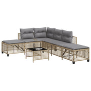 Loungeset poly rattan gemengd beige 3-delig
