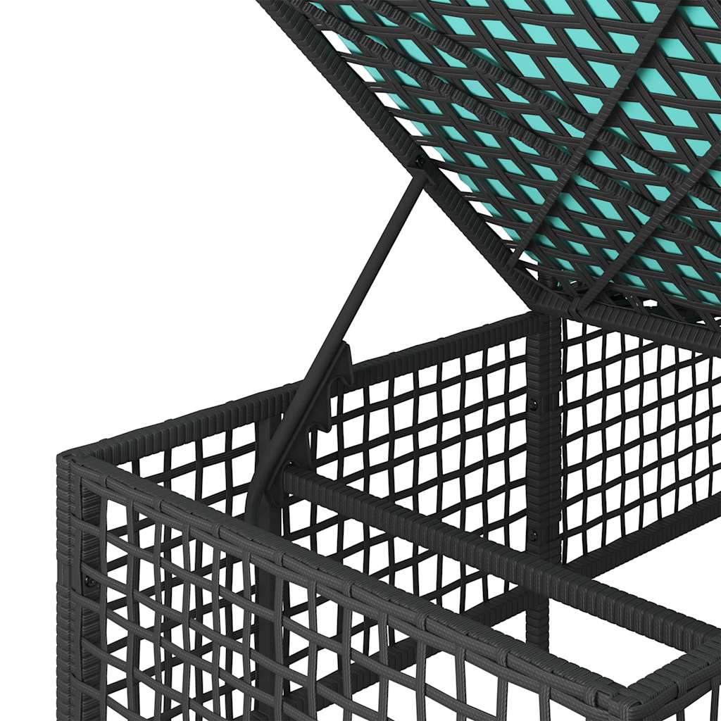3-delige hoektuinbankset met kussens, zwart polyrotan