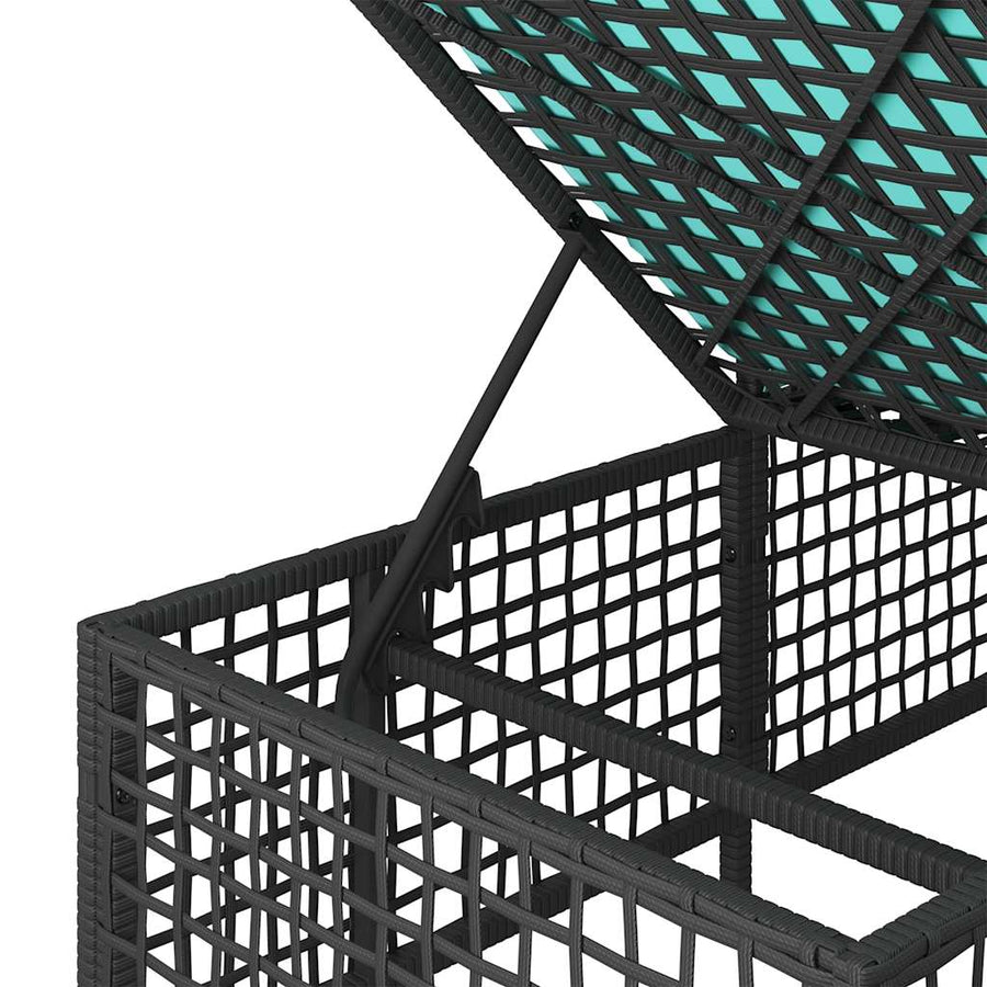 3-delige hoektuinbankset met kussens, zwart polyrotan