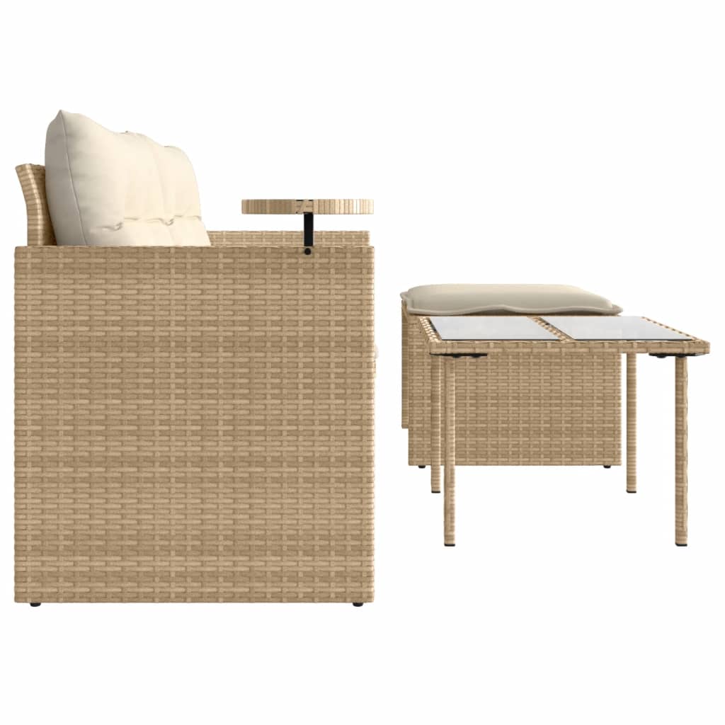 3-delige Loungeset met kussens poly rattan beige