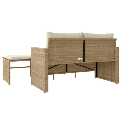 3-delige Loungeset met kussens poly rattan beige