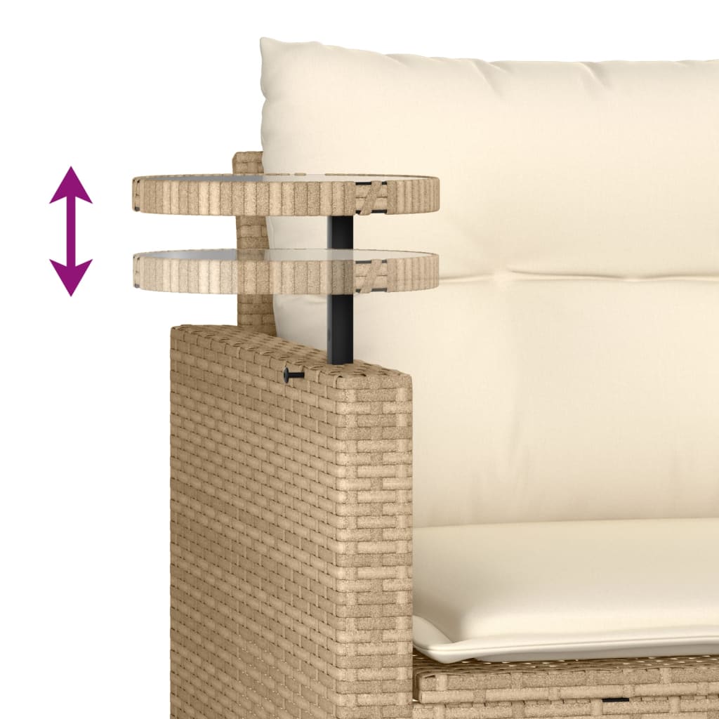 3-delige Loungeset met kussens poly rattan beige