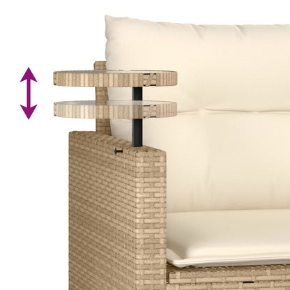 3-delige Loungeset met kussens poly rattan beige