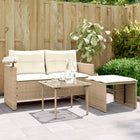 3-delige Loungeset met kussens poly rattan beige