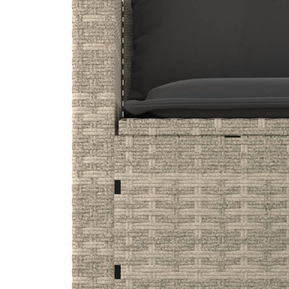 3-delige Loungeset met kussens poly rattan lichtgrijs
