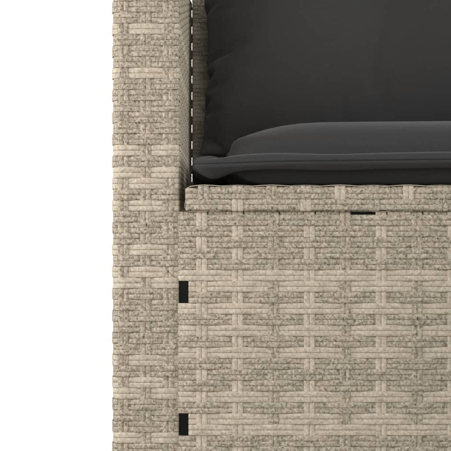 3-delige Loungeset met kussens poly rattan lichtgrijs