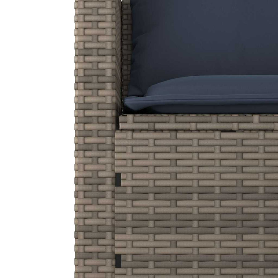 3-delige tuinbankset met kussens, grijs polyrotan