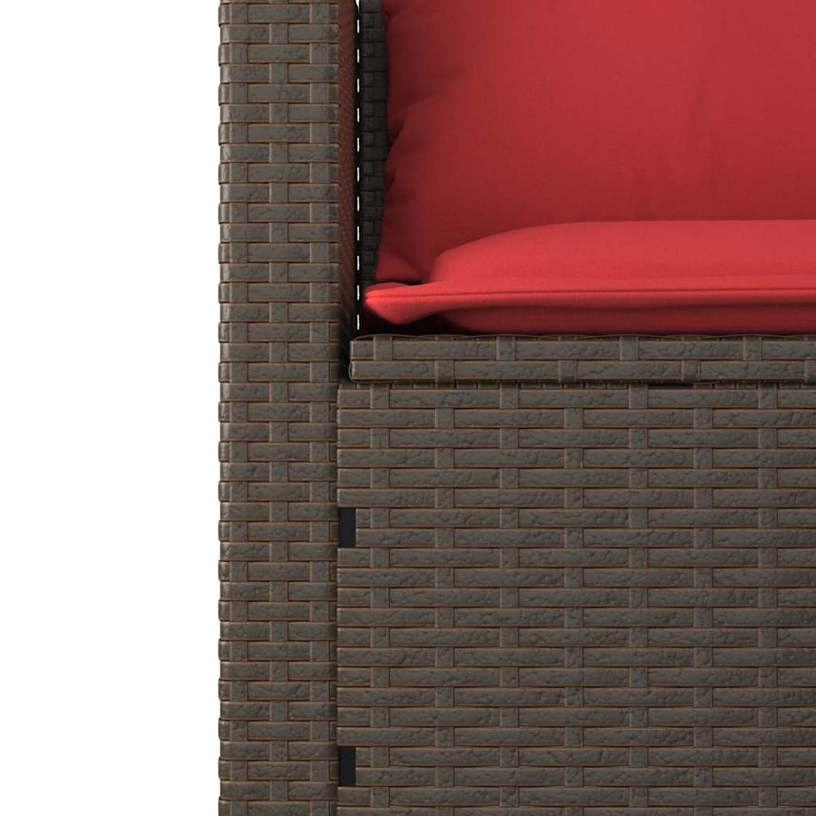 3-delige tuinbankset met kussens, bruin polyrotan