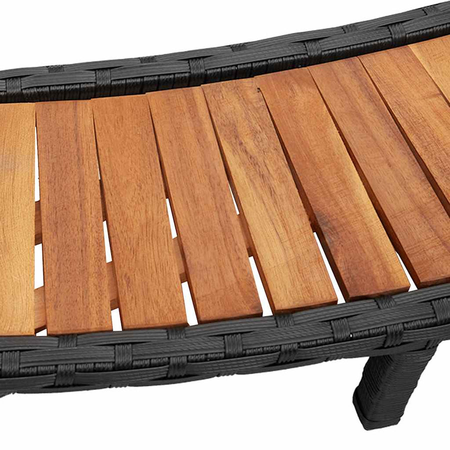 Hottub Surround opbergruimte houten opstapje poly rattan zwart