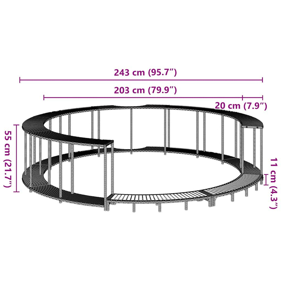 Hottub Surround opbergruimte houten opstapje poly rattan zwart