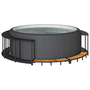 Hottub ombouw met opbergruimte en opstapje poly rattan zwart