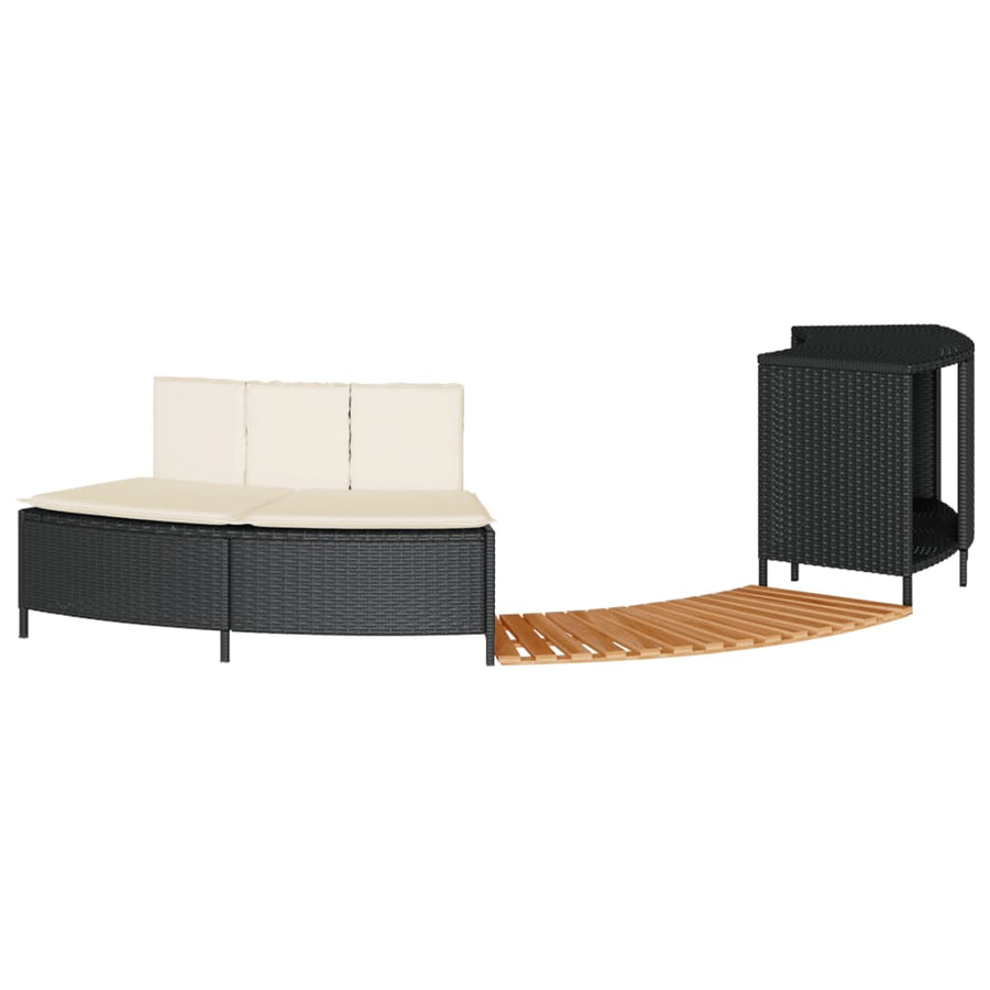 Hottub-ombouw poly rattan en massief acaciahout zwart