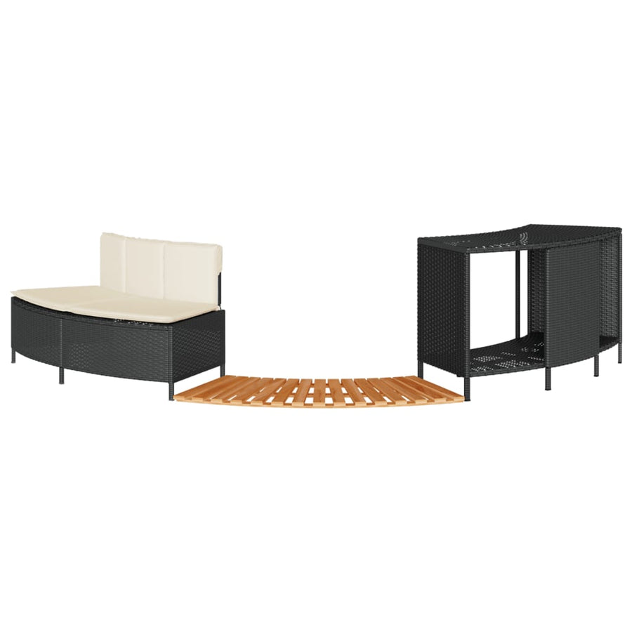 Hottub-ombouw poly rattan en massief acaciahout zwart