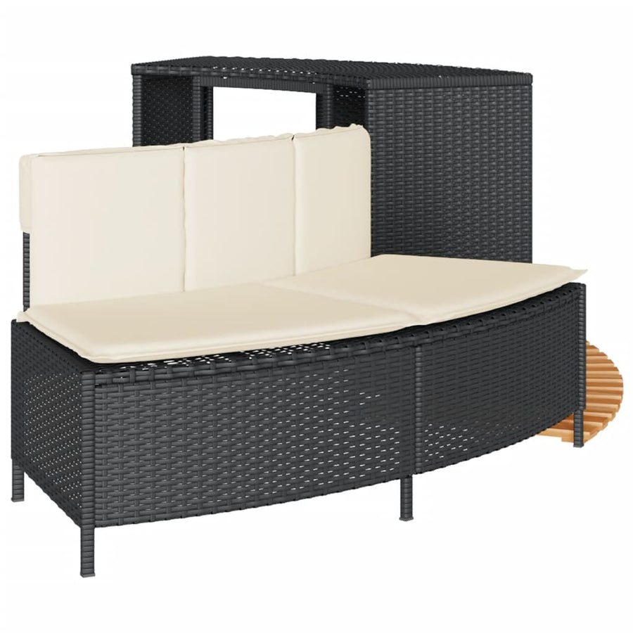 Hottub-ombouw poly rattan en massief acaciahout zwart